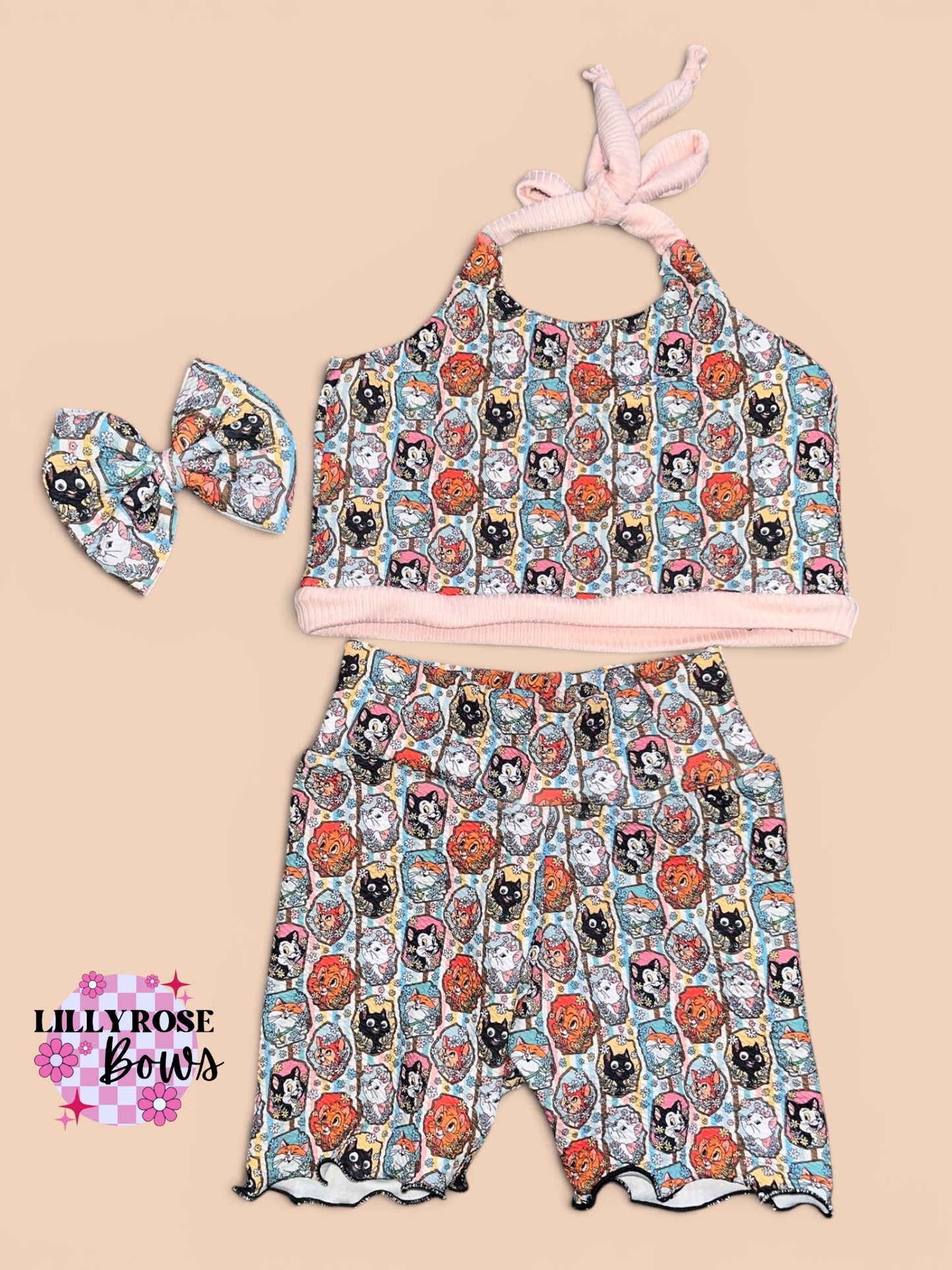 4t crop top biker set Famous cats