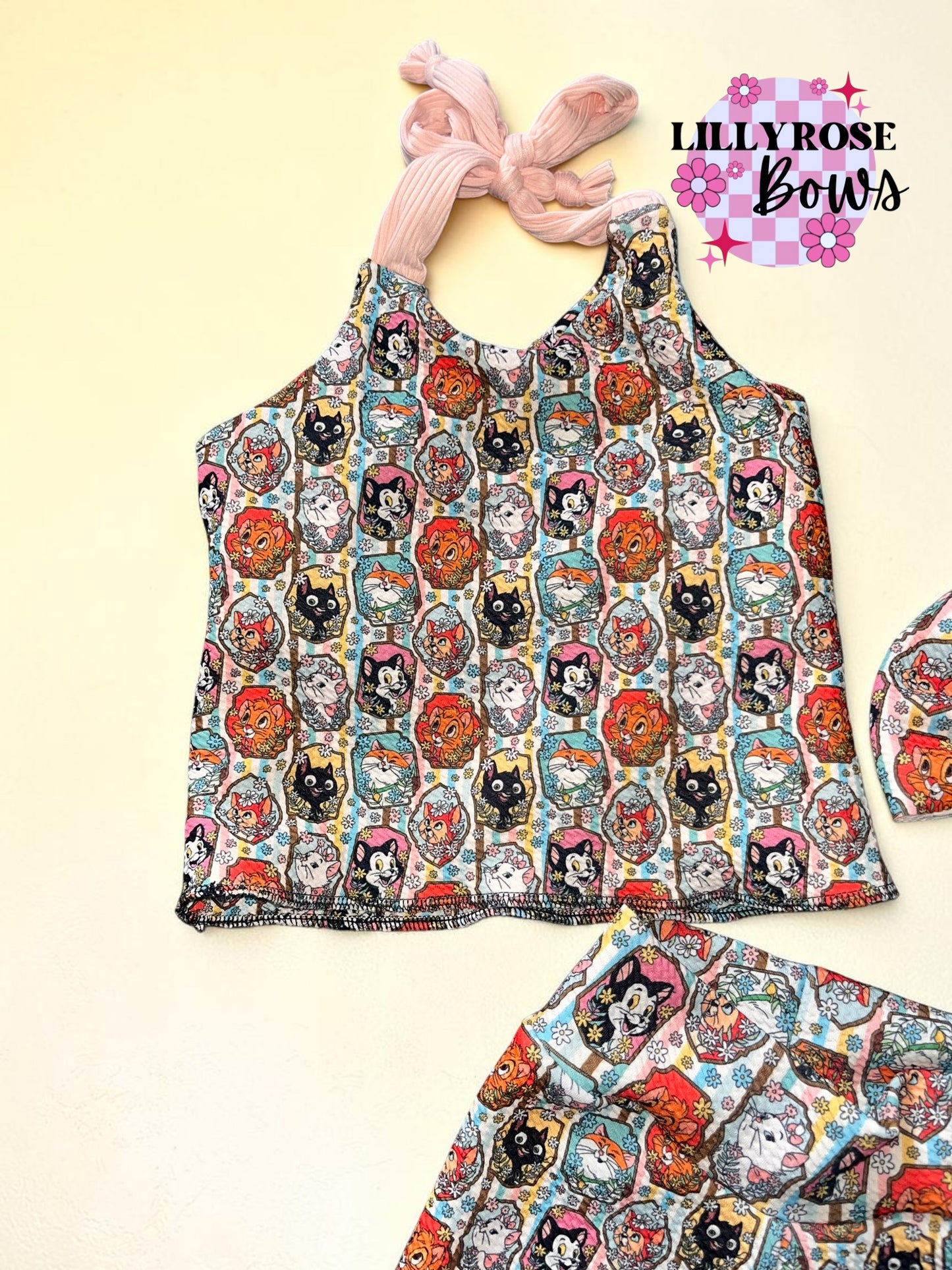 3T halter tank and biker set famous cats