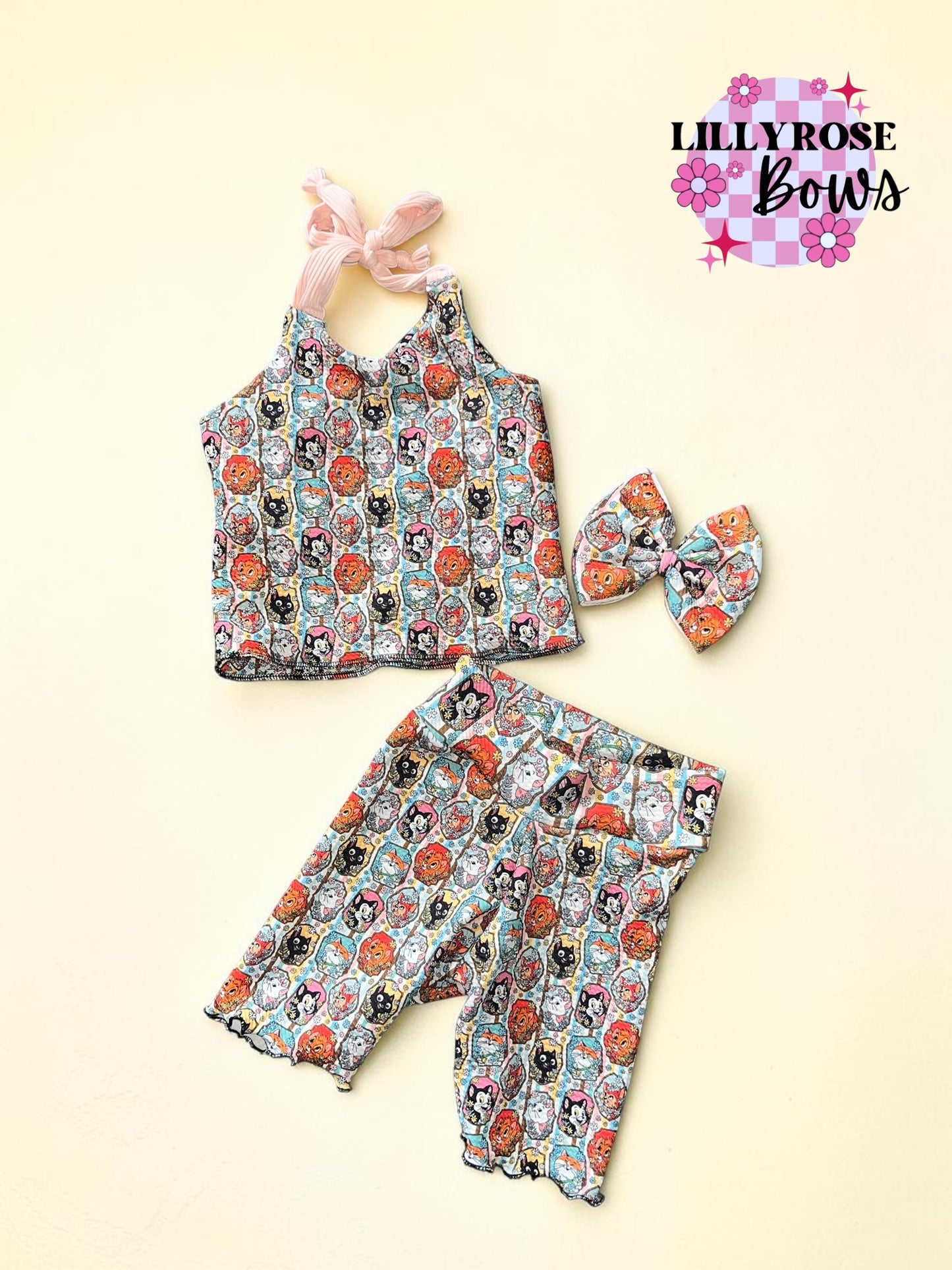 3T halter tank and biker set famous cats