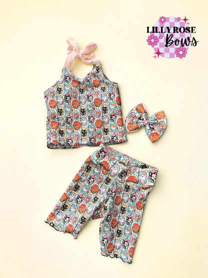 3T halter tank and biker set famous cats