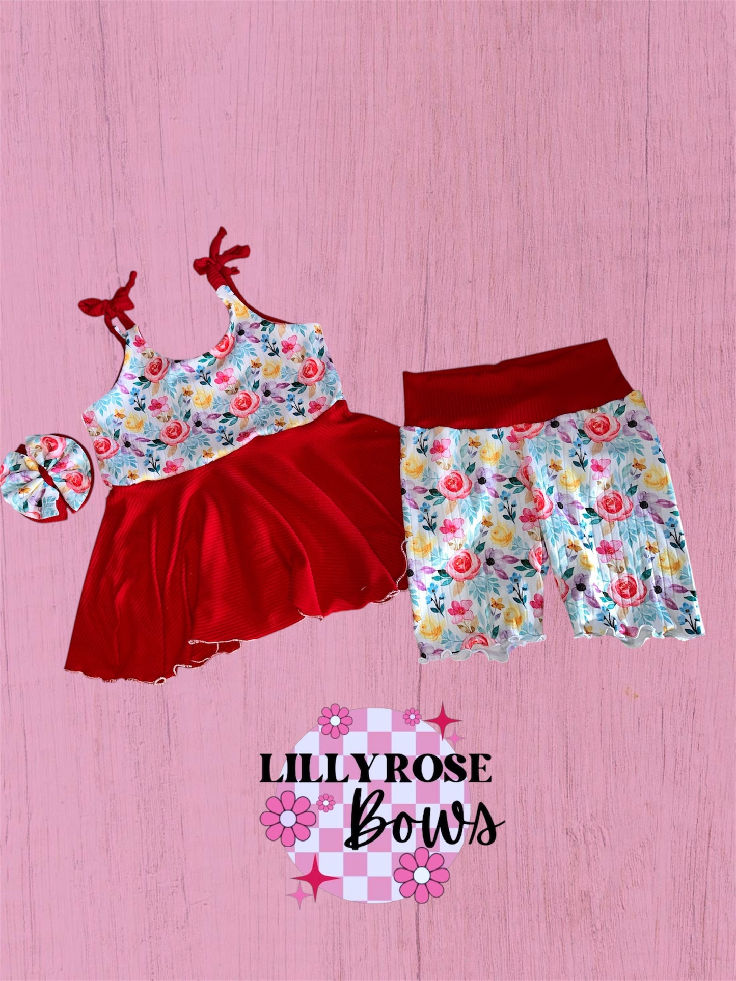 5/6 peplum and biker short set