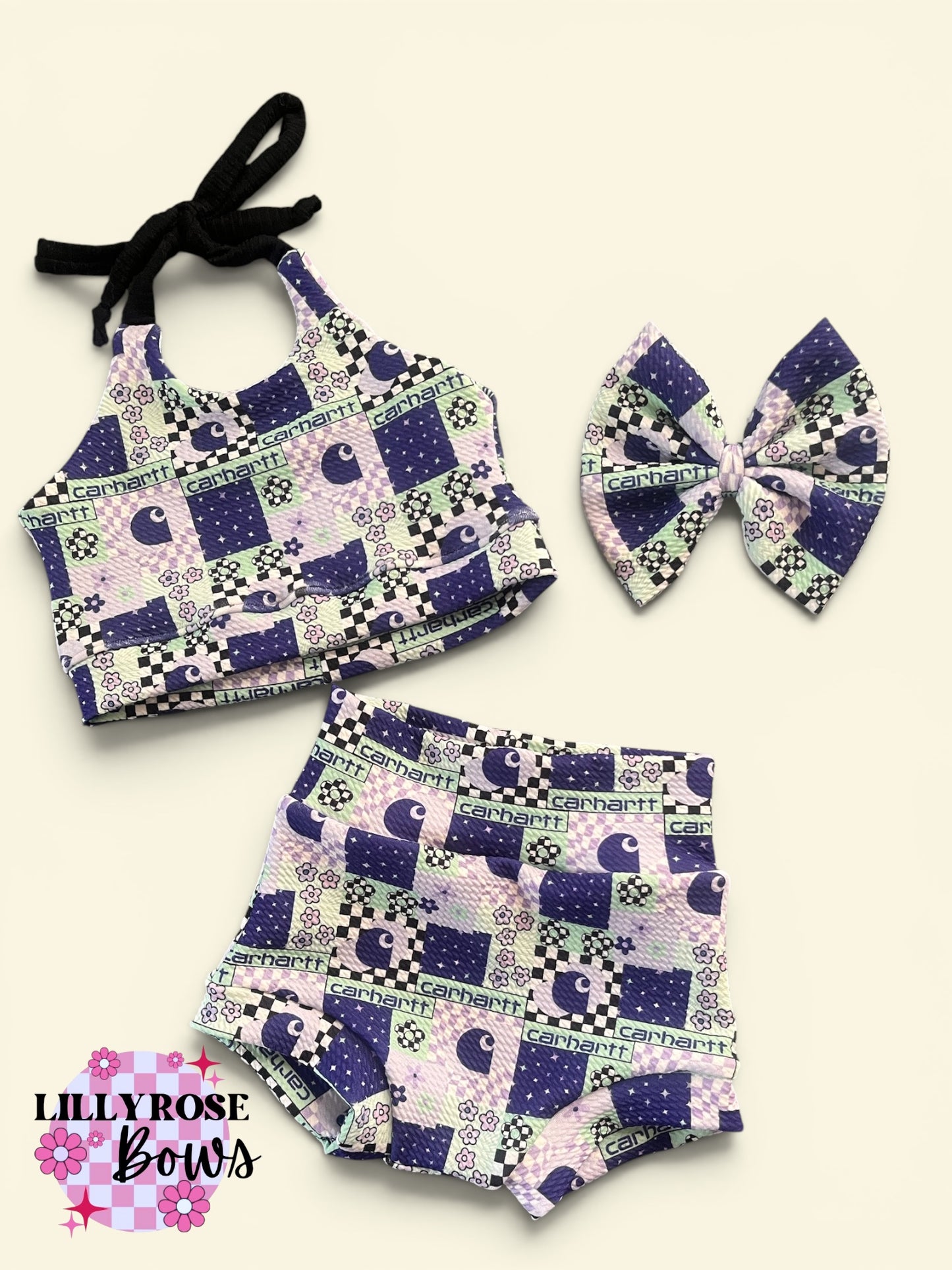 Carhartt crop top bummies set with bow